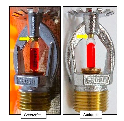 counterfeit fire sprinkler heads